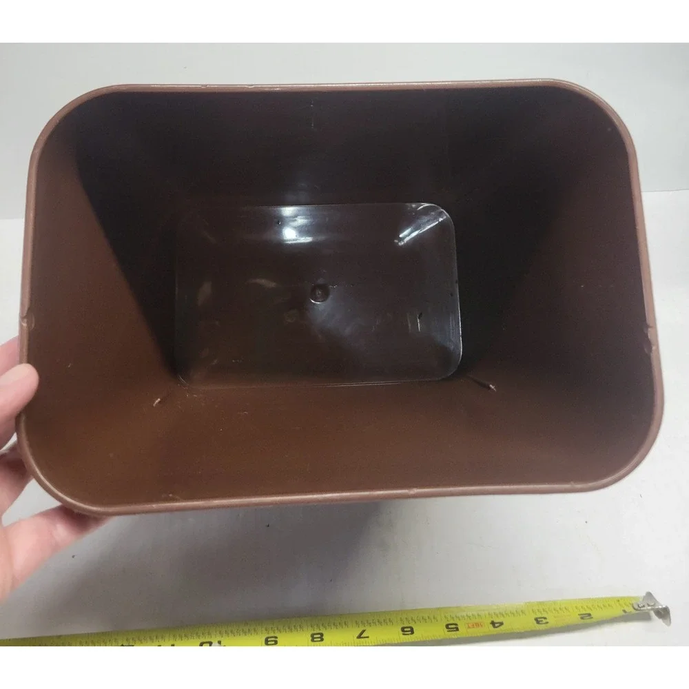 Vintage Brown Plastic Wastebasket with White Butterfly Graphic Small‎ Trash Can